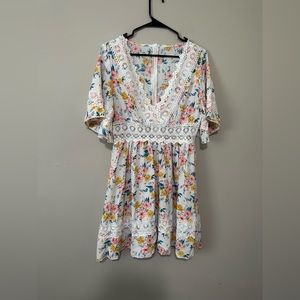 Floral White Mini Dress